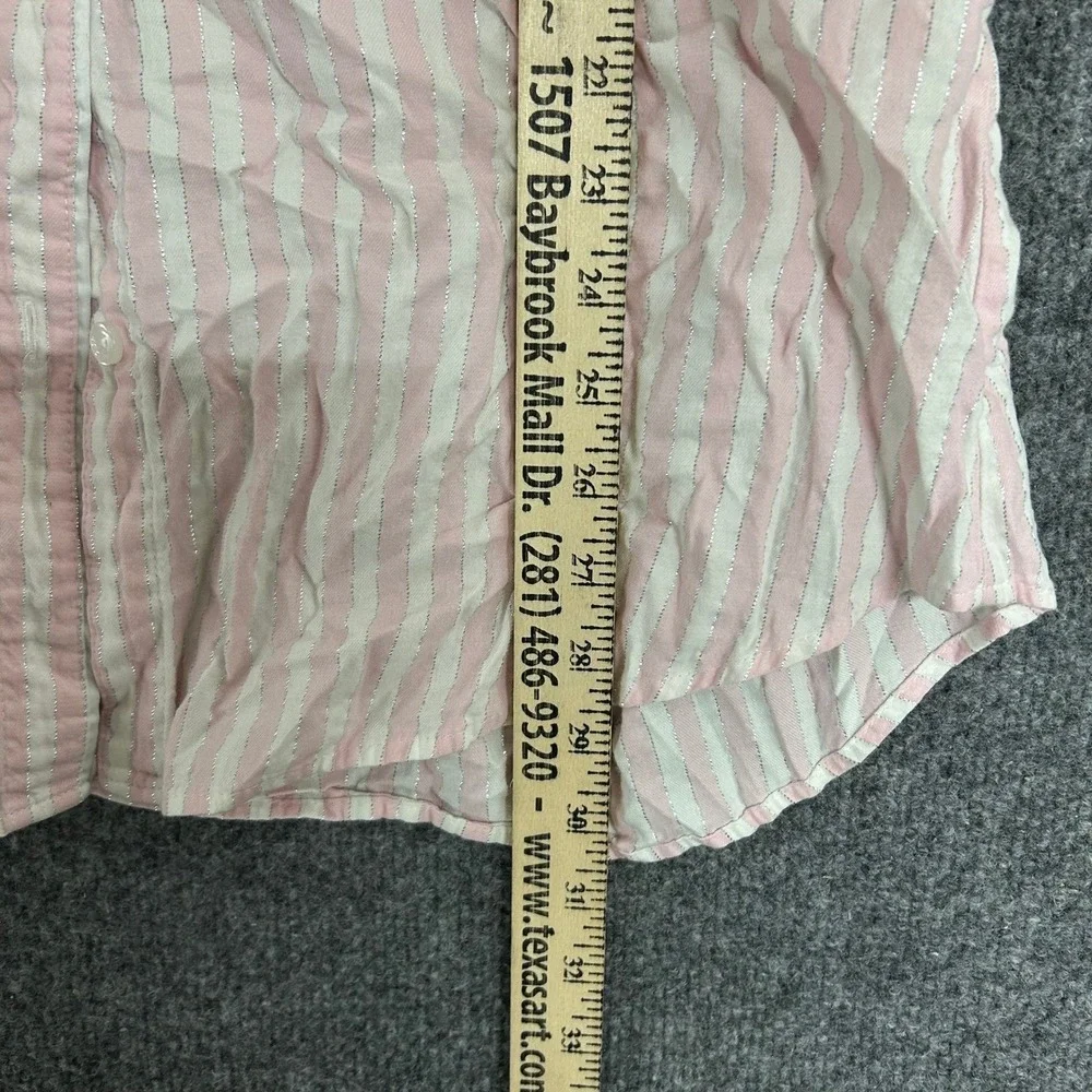 Victoria's Secret Sleep Shirt Womens Size M Pink White Striped Metallic Lounge